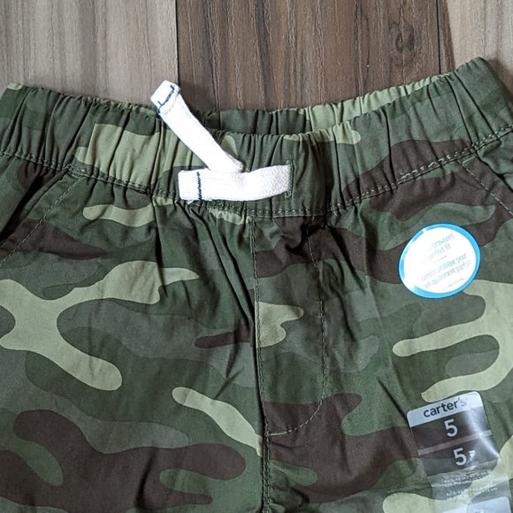 Carter's Toddler Boys Shorts Green CAMO Cotton w/ Pocket Real Drawcords … - Picture 2 of 6